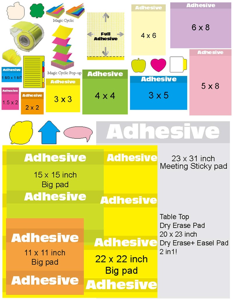 4A Sticky Big Pad,11 x 11 in,Large Size,Pastel Yellow,Blue,Pink,Green,Self-Stick Notes,30 Sheets/Pad,4 Pad/Pack,4A BP 1111-Px4 - Image 4